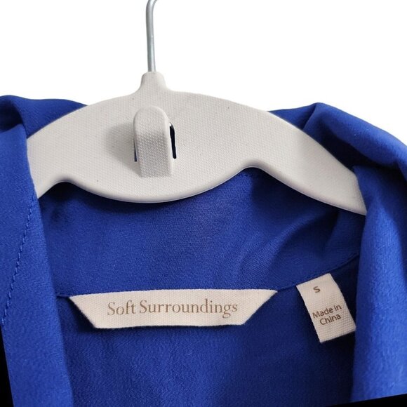 Soft Surroundings Loretta Blouse Small‎ Blue Long Sleeve Tunic Top Zip Front - Picture 5 of 11